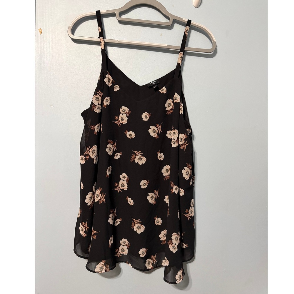 Torrid Sophie 1X Cami Black Floral Chiffon V-Neck Tank Top 2620